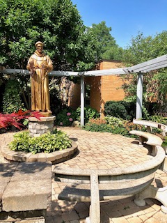 statue of St. Francis in the church garden